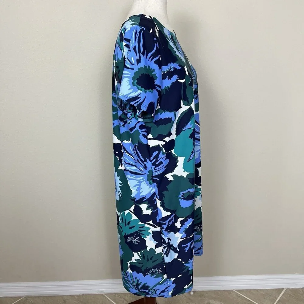 Jude Connally Ella Dress Size Large Jude Cloth Floral Nylon Stretch Short Sleeve - Picture 8 of 15